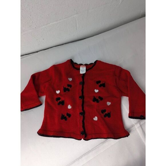 Fisher Price Red Scottie Dog Baby Girl Cardigan Button Up Sweater 18 Months - Picture 5 of 7
